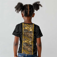 African Tribal Heritage Kid T shirt Black Gold Pattern