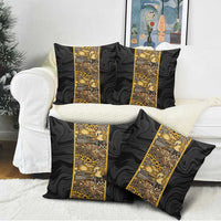 African Tribal Heritage Pillow Cover Black Gold Pattern