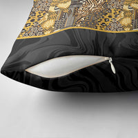 African Tribal Heritage Pillow Cover Black Gold Pattern