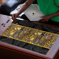 African Tribal Heritage Puzzle Black Gold Pattern