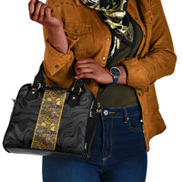 African Tribal Heritage Shoulder Handbag Black Gold Pattern