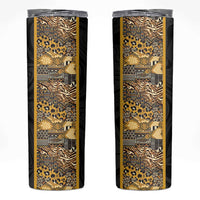 African Tribal Heritage Skinny Tumbler Black Gold Pattern