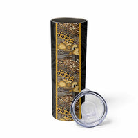African Tribal Heritage Skinny Tumbler Black Gold Pattern