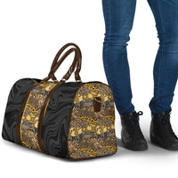 African Tribal Heritage Travel Bag Black Gold Pattern