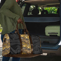African Tribal Heritage Travel Bag Black Gold Pattern