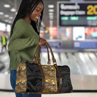 African Tribal Heritage Travel Bag Black Gold Pattern