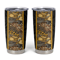 African Tribal Heritage Tumbler Cup Black Gold Pattern