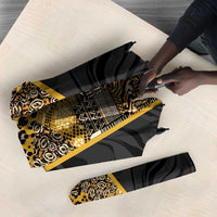 African Tribal Heritage Umbrella Black Gold Pattern