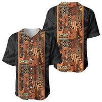 African Tribal Heritage Baseball Jersey Earth Tone Pattern