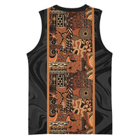 African Tribal Heritage Basketball Jersey Earth Tone Pattern
