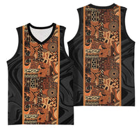 African Tribal Heritage Basketball Jersey Earth Tone Pattern