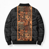 African Tribal Heritage Bomber Puffer Jacket Earth Tone Pattern