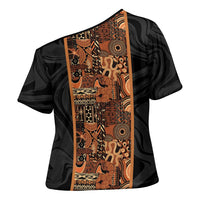 African Tribal Heritage Cross Shoulder Shirt Earth Tone Pattern