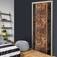 African Tribal Heritage Door Cover Earth Tone Pattern