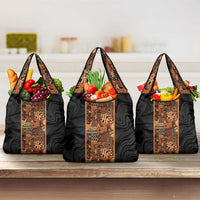 African Tribal Heritage Grocery Bag Earth Tone Pattern
