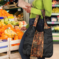 African Tribal Heritage Grocery Bag Earth Tone Pattern