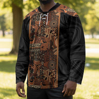 African Tribal Heritage Hockey Jersey Earth Tone Pattern