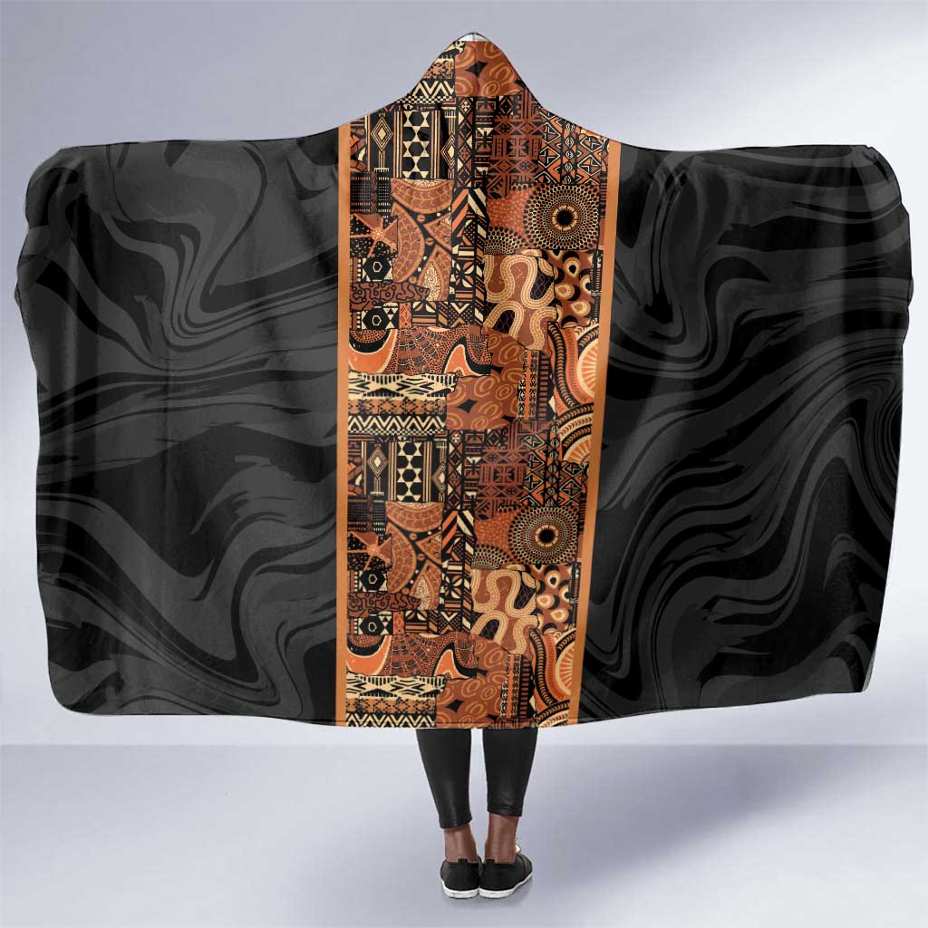African Tribal Heritage Hooded Blanket Earth Tone Pattern