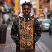African Tribal Heritage Hoodie Earth Tone Pattern
