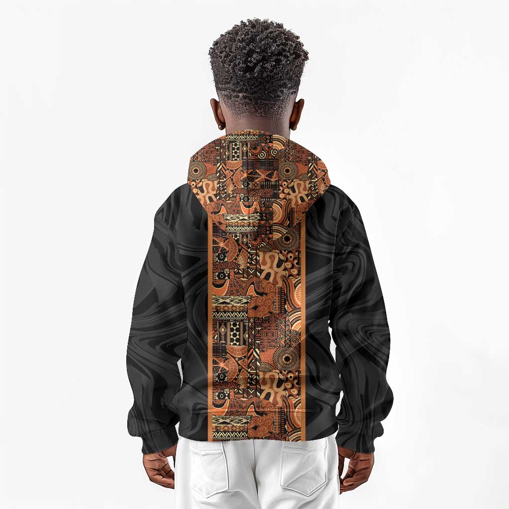 African Tribal Heritage Kid Hoodie Earth Tone Pattern