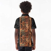 African Tribal Heritage Kid Polo Shirt Earth Tone Pattern