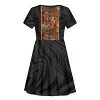 African Tribal Heritage Kid Short Sleeve Dress Earth Tone Pattern