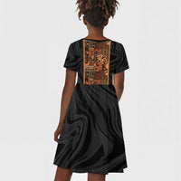 African Tribal Heritage Kid Short Sleeve Dress Earth Tone Pattern