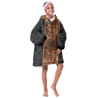 African Tribal Heritage Kid Wearable Blanket Hoodie Earth Tone Pattern