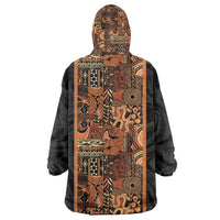 African Tribal Heritage Kid Wearable Blanket Hoodie Earth Tone Pattern