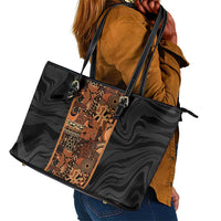 African Tribal Heritage Leather Tote Bag Earth Tone Pattern