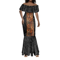 African Tribal Heritage Mermaid Dress Earth Tone Pattern