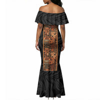 African Tribal Heritage Mermaid Dress Earth Tone Pattern
