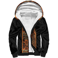 African Tribal Heritage Sherpa Hoodie Earth Tone Pattern