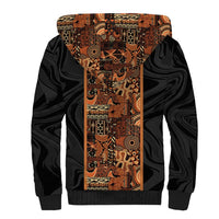 African Tribal Heritage Sherpa Hoodie Earth Tone Pattern