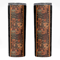 African Tribal Heritage Skinny Tumbler Earth Tone Pattern