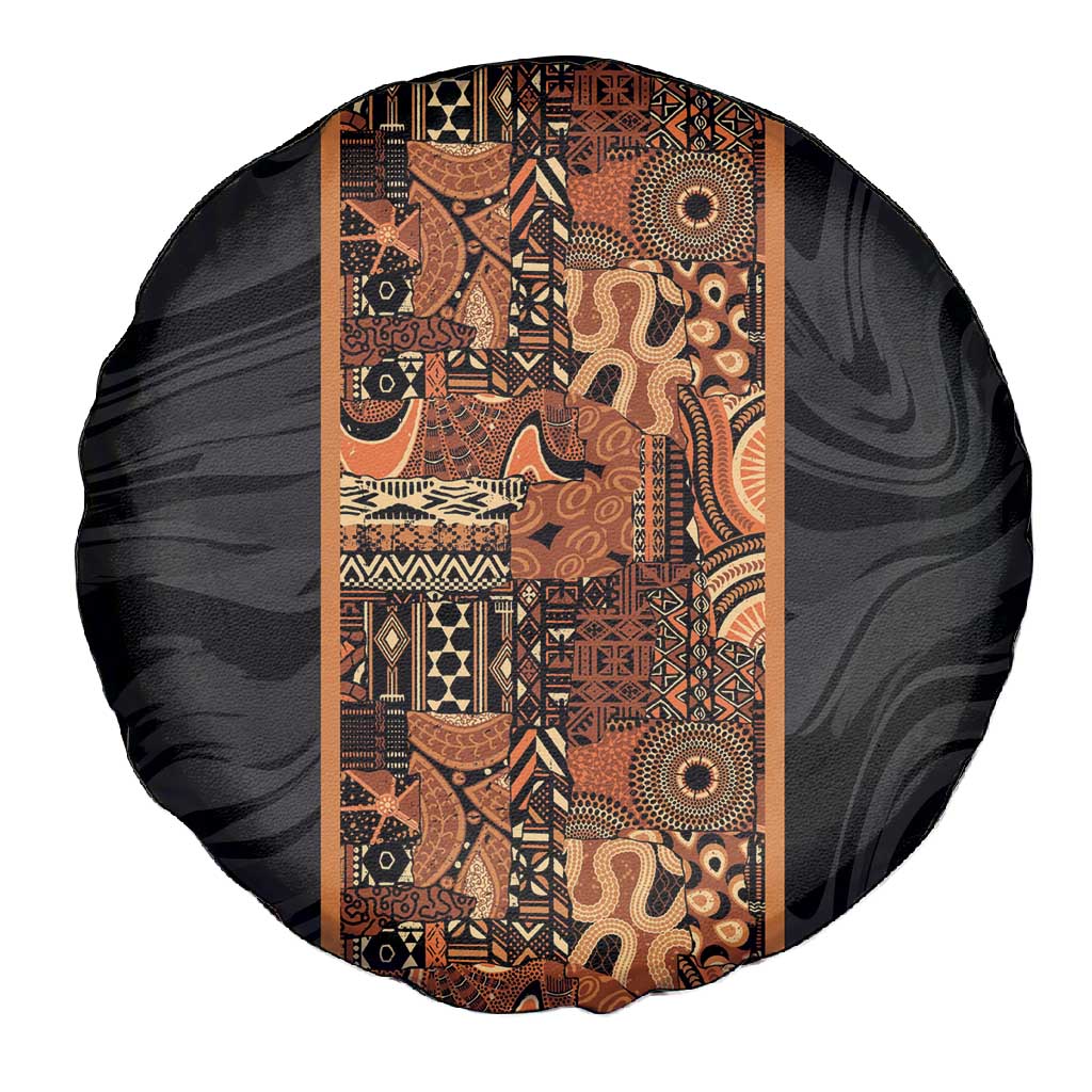 African Tribal Heritage Spare Tire Cover Earth Tone Pattern