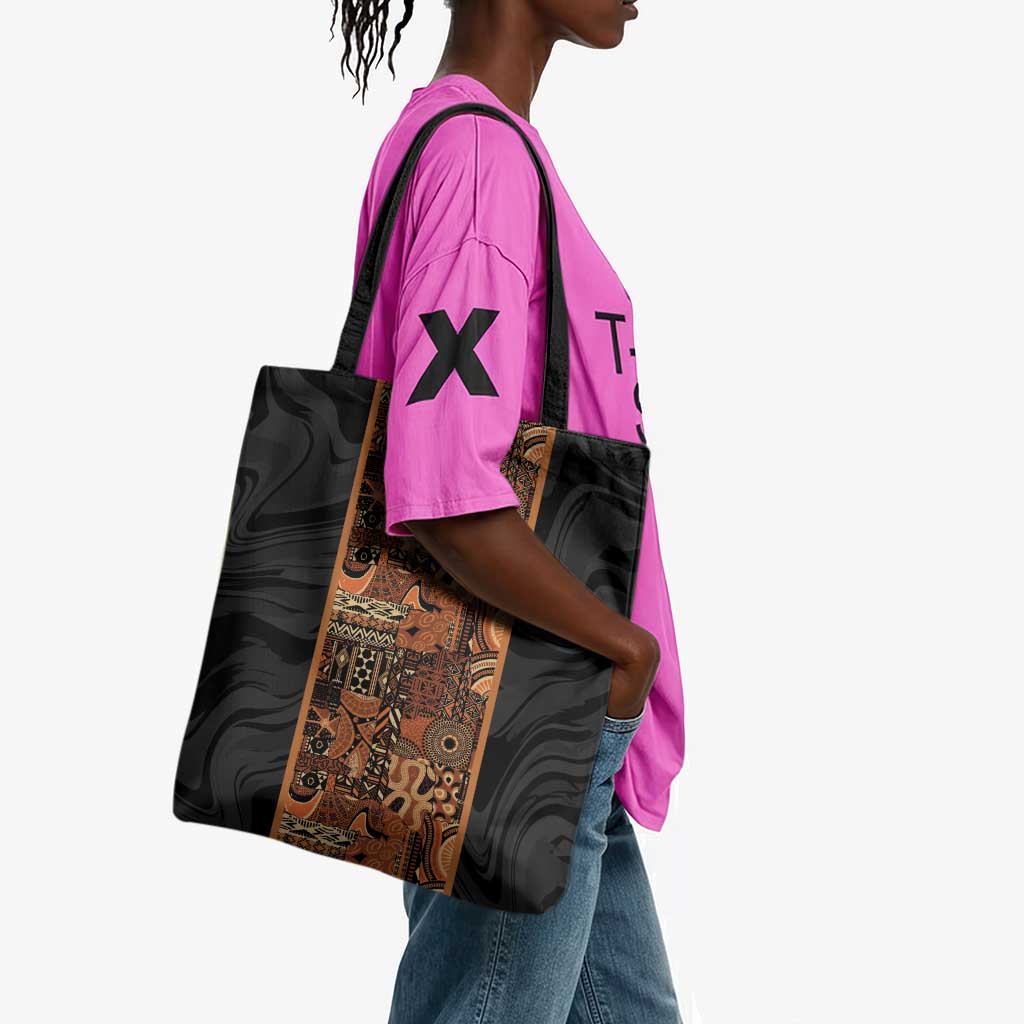 African Tribal Heritage Tote Bag Earth Tone Pattern