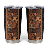 African Tribal Heritage Tumbler Cup Earth Tone Pattern