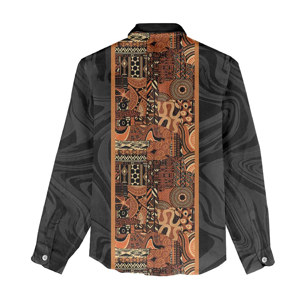 African Tribal Heritage Women Casual Shirt Earth Tone Pattern