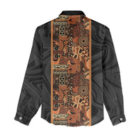 African Tribal Heritage Women Casual Shirt Earth Tone Pattern