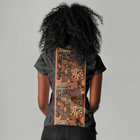 African Tribal Heritage Women V-Neck T-Shirt Earth Tone Pattern
