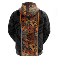African Tribal Heritage Zip Hoodie Earth Tone Pattern