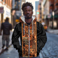 African Tribal Heritage Zip Hoodie Earth Tone Pattern