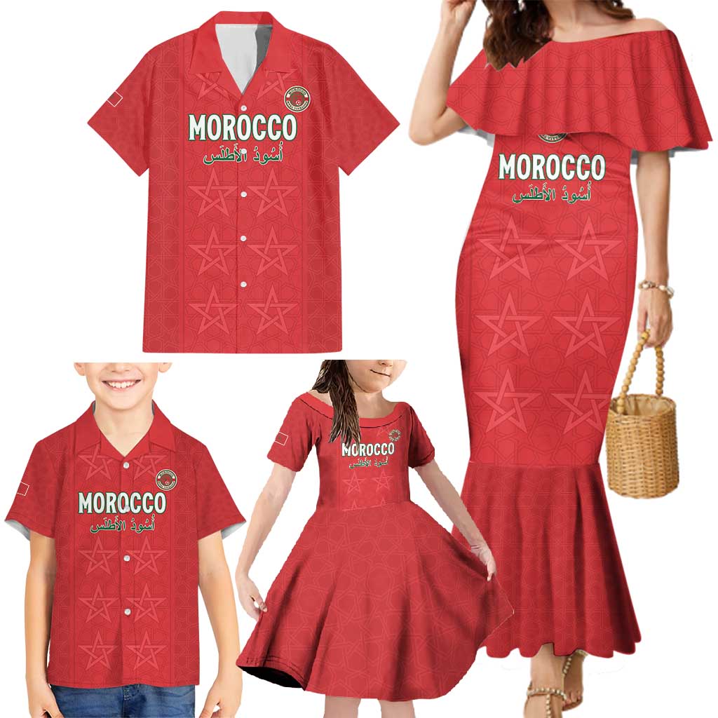 Custom Morocco Football Family Matching Mermaid Dress and Hawaiian Shirt Dima Maghrib