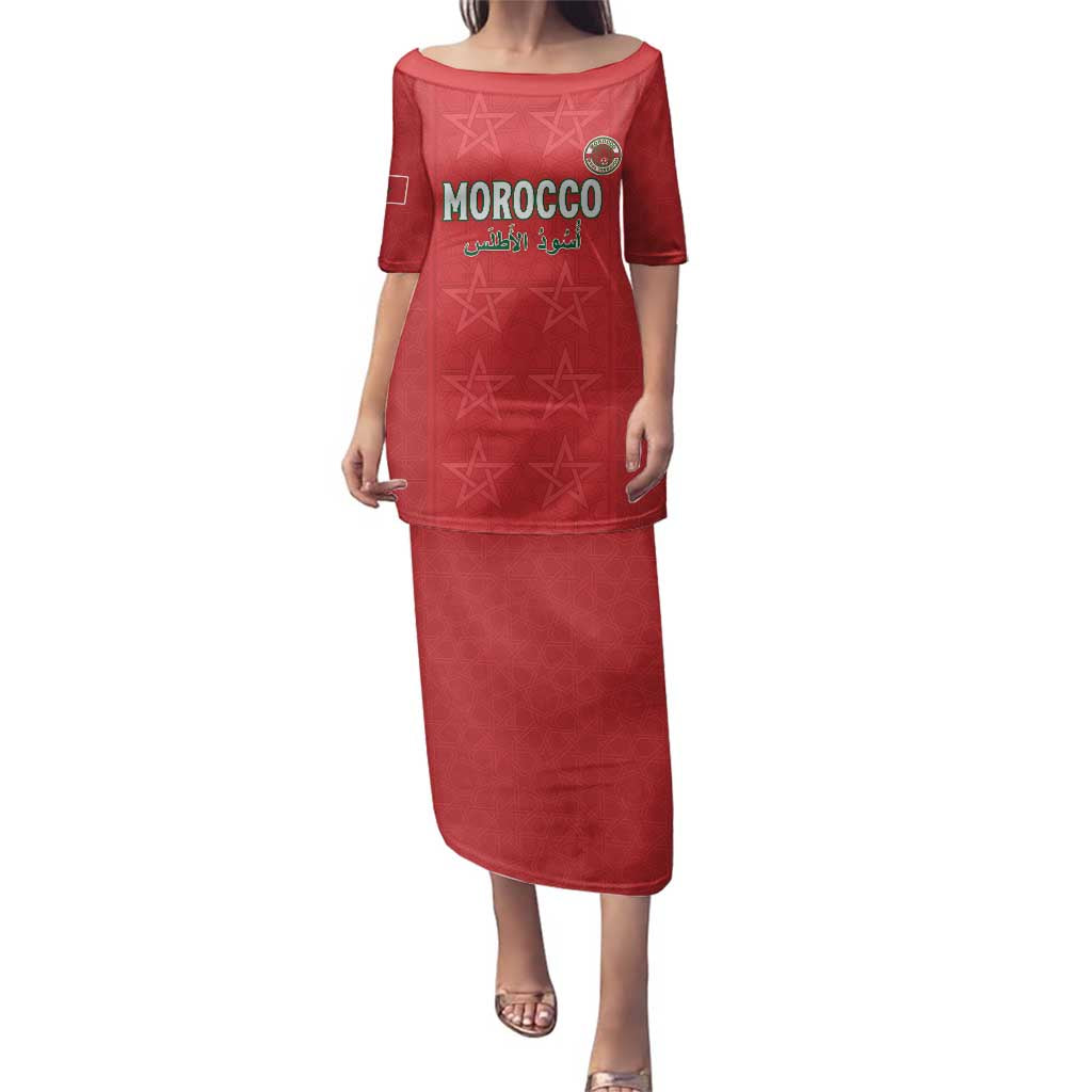 Custom Morocco Football Family Matching Puletasi and Hawaiian Shirt Dima Maghrib