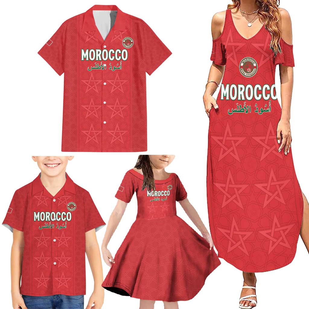 Custom Morocco Football Family Matching Summer Maxi Dress and Hawaiian Shirt Dima Maghrib
