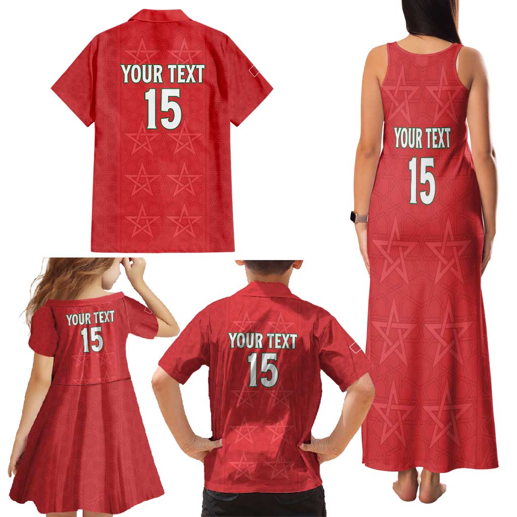 Custom Morocco Football Family Matching Tank Maxi Dress and Hawaiian Shirt Dima Maghrib