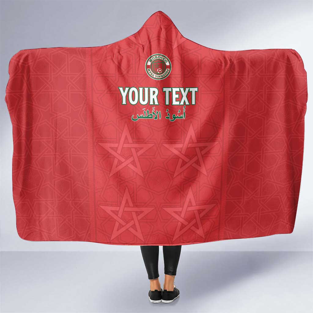 Custom Morocco Football Hooded Blanket Dima Maghrib