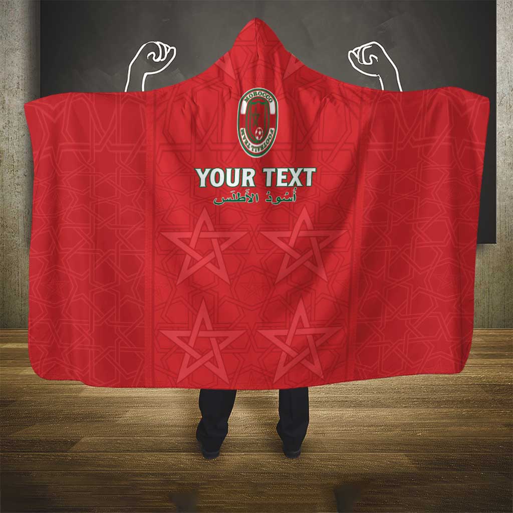 Custom Morocco Football Hooded Blanket Dima Maghrib