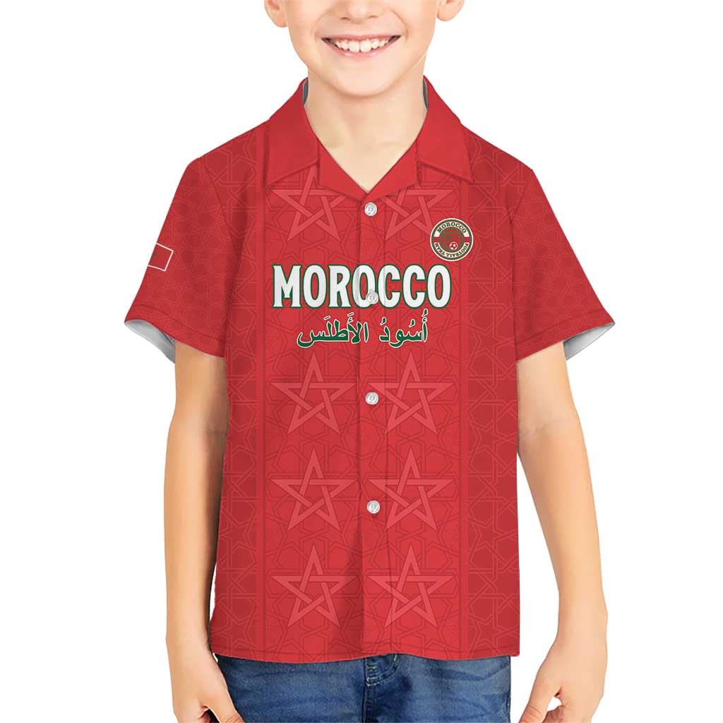 Custom Morocco Football Kid Hawaiian Shirt Dima Maghrib